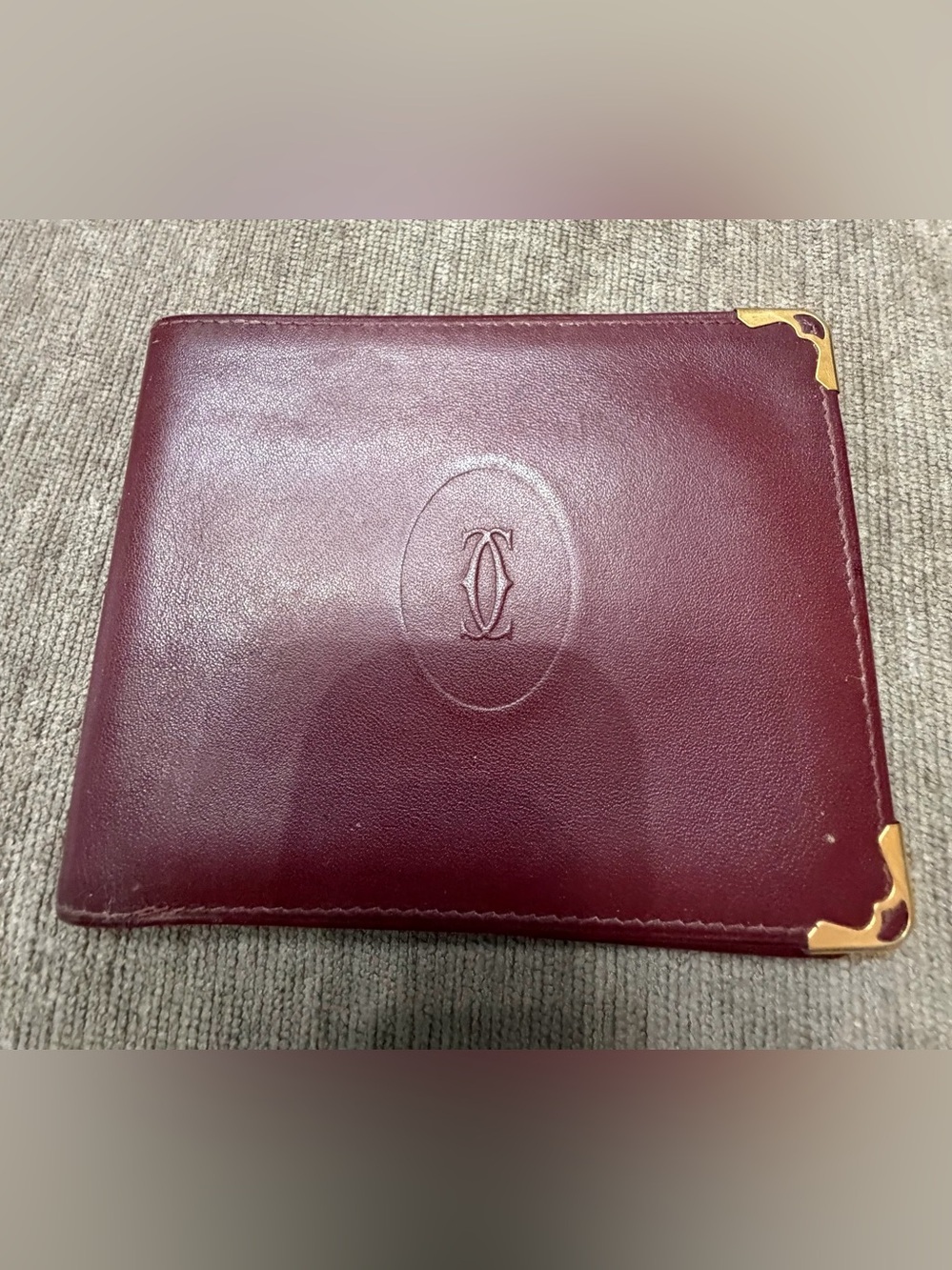 Vintage Cartier Bordeaux Calf Skin Leather Wallet